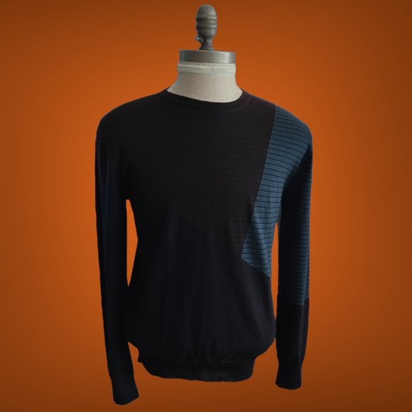 New Hermes 100% Cashmere Mens Crewneck Colorblock Sweater - Picture 16 of 16